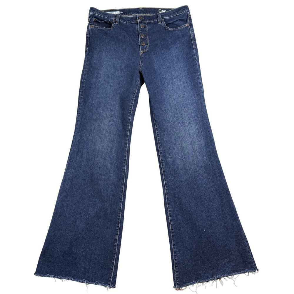 Gap Authentic Flare High Rise Button Fly Jeans Women's 32 Blue Cotton Western